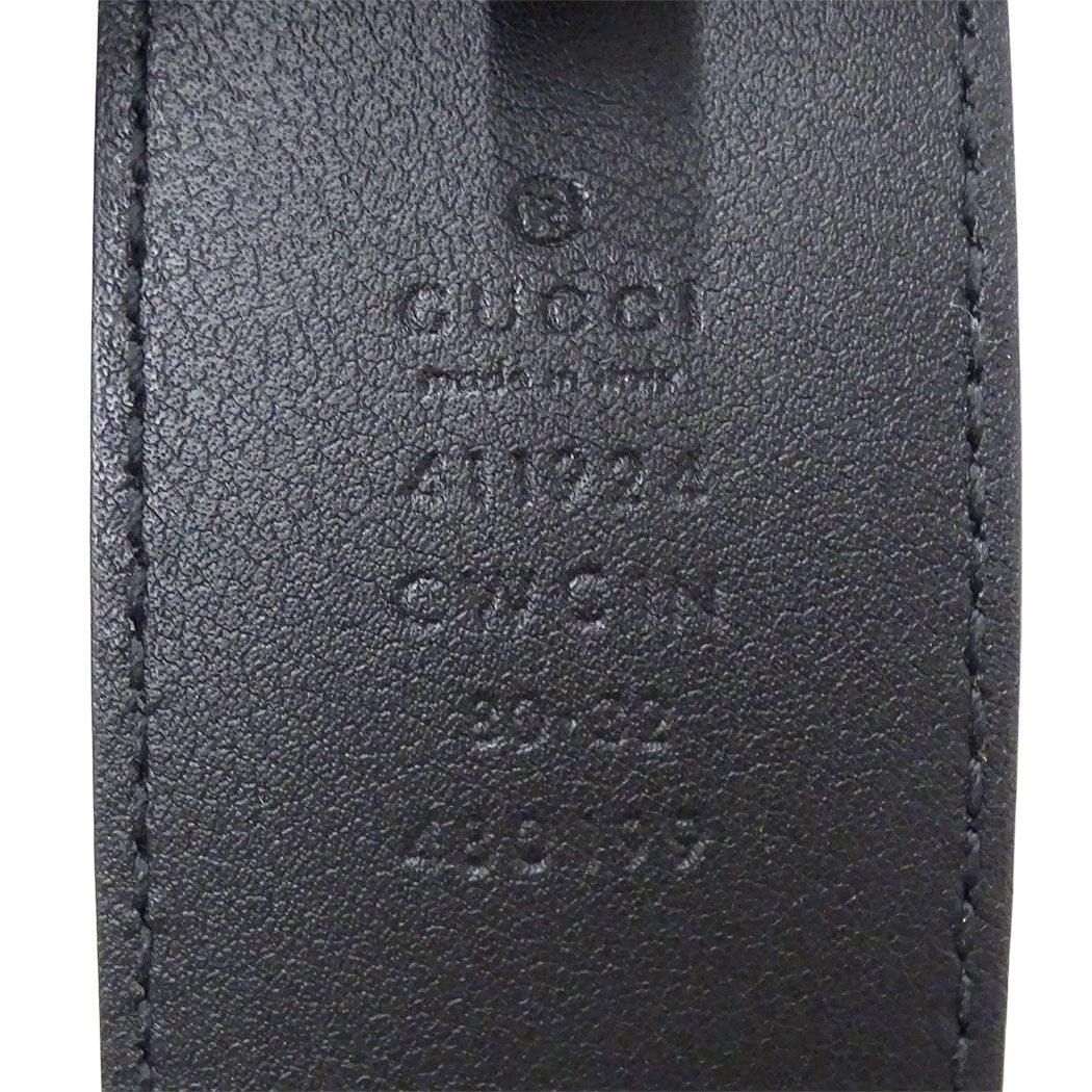 GUCCI グッチ ベルト インターロッキングG シマ ブラック 411924 レザー メンズ 【中古】