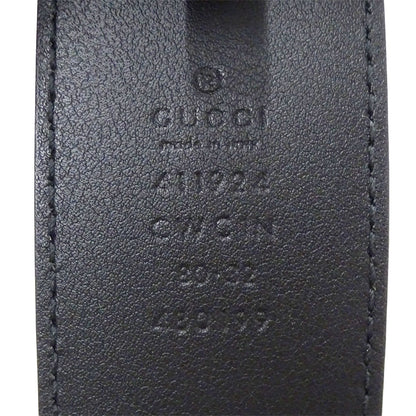 GUCCI グッチ ベルト インターロッキングG シマ ブラック 411924 レザー メンズ 【中古】