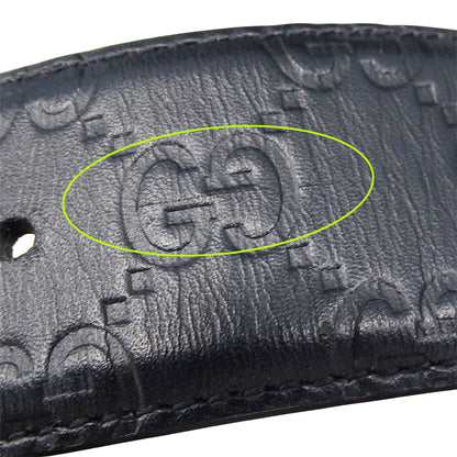 GUCCI グッチ ベルト インターロッキングG シマ ブラック 411924 レザー メンズ 【中古】