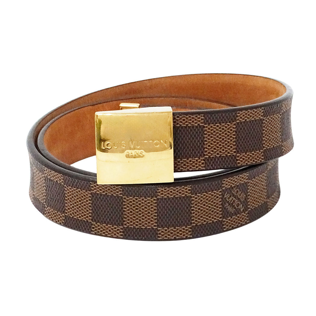 LOUIS VUITTON ルイ・ヴィトン サンチュール・キャレ ベルト ダミエ ブラウン M6802 ダミエキャンバス メンズ 【中古】