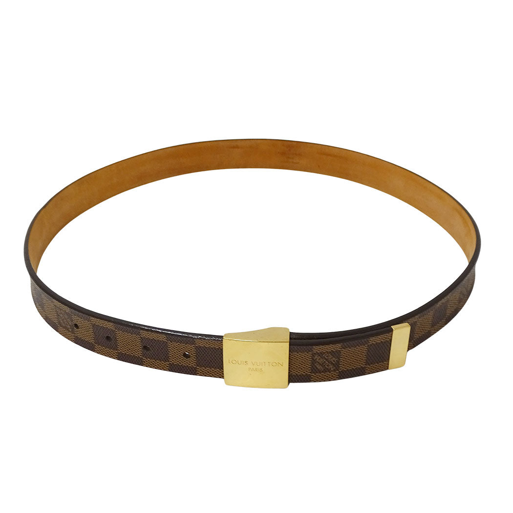 LOUIS VUITTON ルイ・ヴィトン サンチュール・キャレ ベルト ダミエ ブラウン M6802 ダミエキャンバス メンズ 【中古】