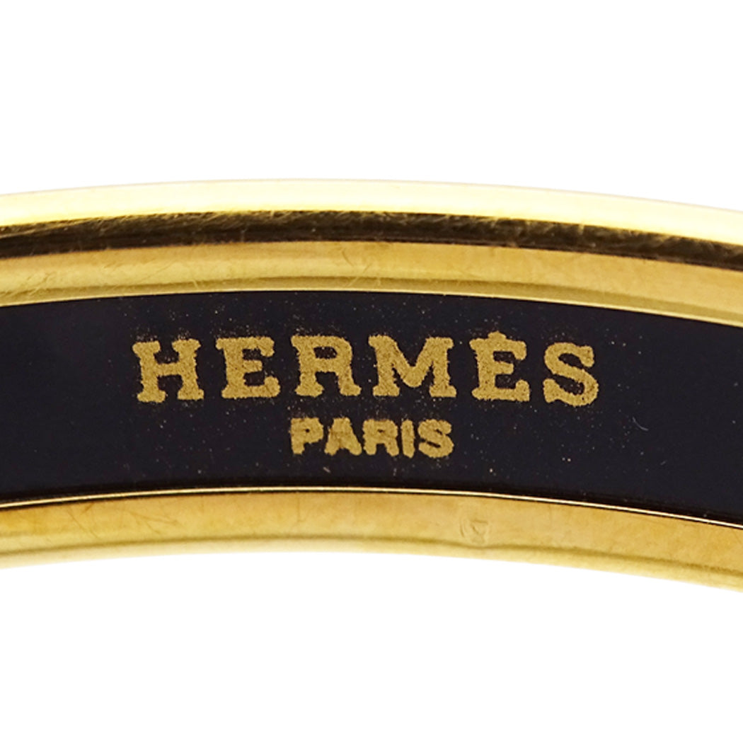 HERMES エルメス エマイユPM バングル メタル ゴールド レッド レディース 【中古】