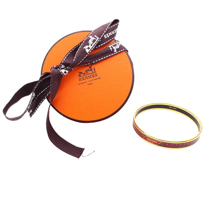 HERMES エルメス エマイユPM バングル メタル ゴールド レッド レディース 【中古】