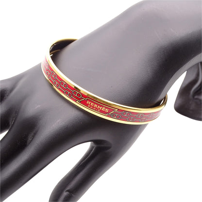 HERMES エルメス エマイユPM バングル メタル ゴールド レッド レディース 【中古】