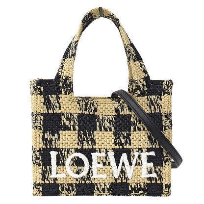LOEWE ロエベ フォントトート ミニ 2wayバッグ ナチュラル ブラック ラフィア レディース 【中古】