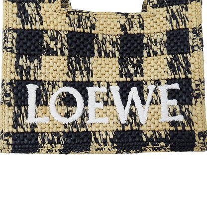LOEWE ロエベ フォントトート ミニ 2wayバッグ ナチュラル ブラック ラフィア レディース 【中古】