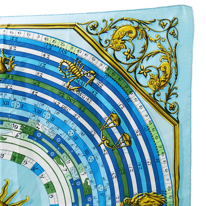 HERMES エルメス カレ90 DIES ET HORE 占星術 スカーフ ブルー シルク レディース 【中古】