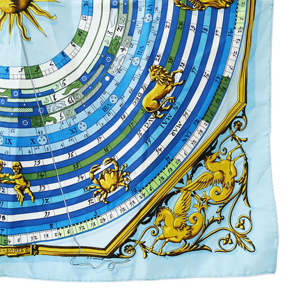 HERMES エルメス カレ90 DIES ET HORE 占星術 スカーフ ブルー シルク レディース 【中古】