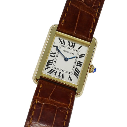Cartier カルティエ タンクソロ SM W1018755 レディース 腕時計 クオーツ 750YG レザー 磨き済み【中古】