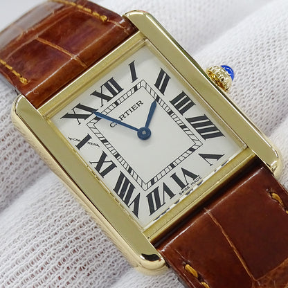 Cartier カルティエ タンクソロ SM W1018755 レディース 腕時計 クオーツ 750YG レザー 磨き済み【中古】