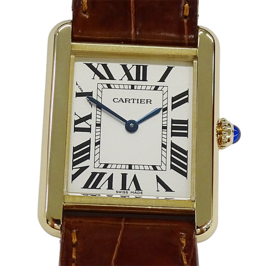 Cartier カルティエ タンクソロ SM W1018755 レディース 腕時計 クオーツ 750YG レザー 磨き済み【中古】