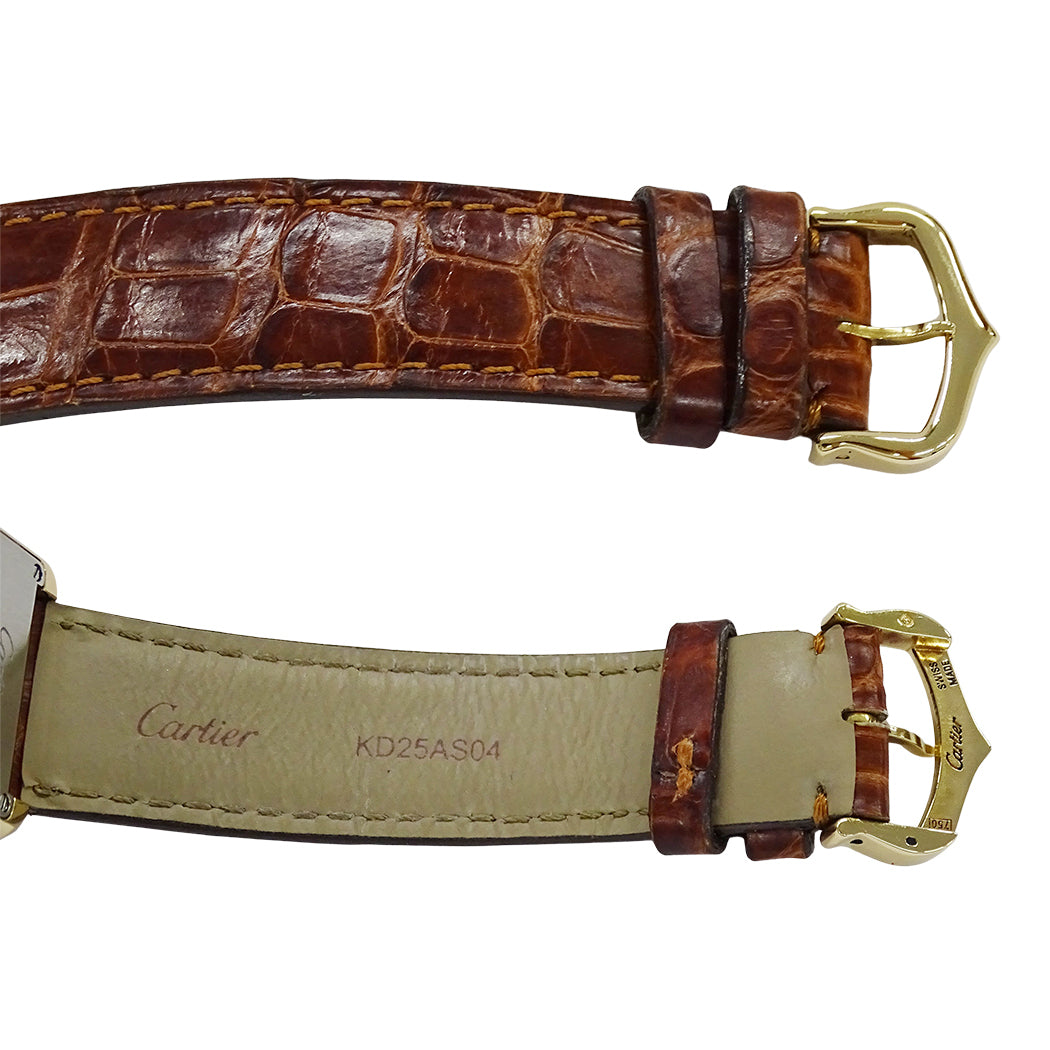 Cartier カルティエ タンクソロ SM W1018755 レディース 腕時計 クオーツ 750YG レザー 磨き済み【中古】