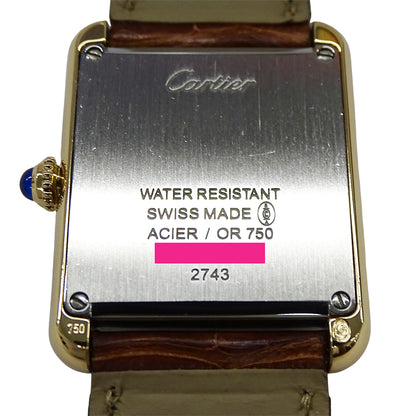 Cartier カルティエ タンクソロ SM W1018755 レディース 腕時計 クオーツ 750YG レザー 磨き済み【中古】