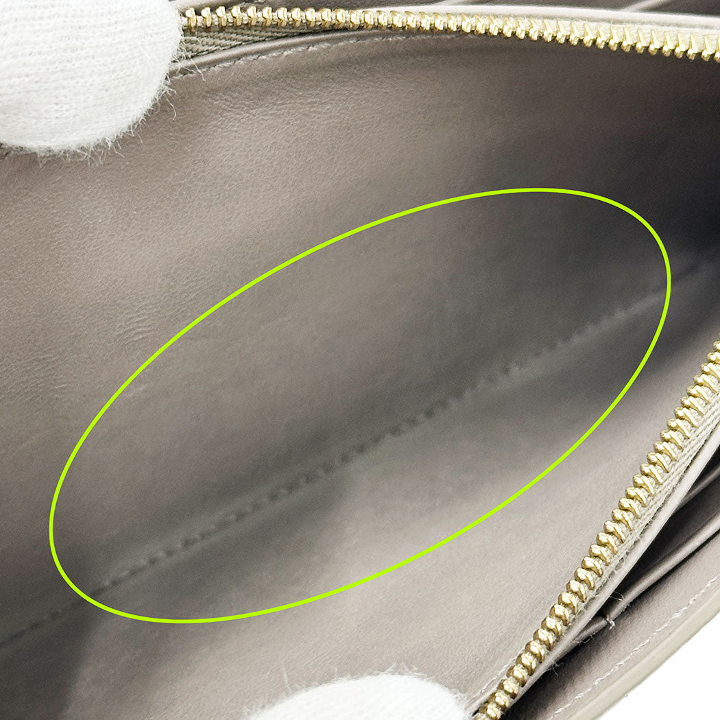 CELINE セリーヌ 長財布 グレージュ レザー レディース 【中古】