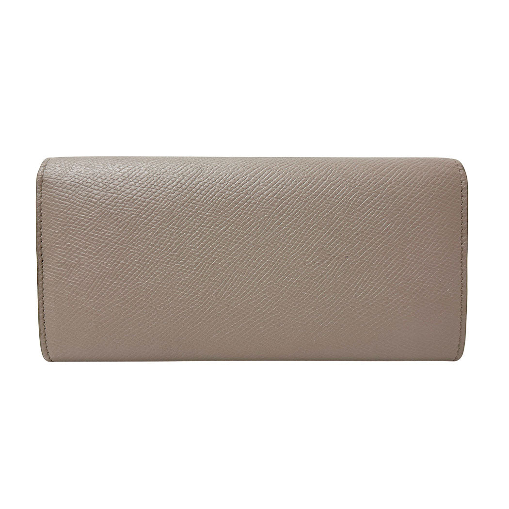 CELINE セリーヌ 長財布 グレージュ レザー レディース 【中古】