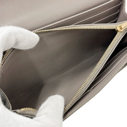CELINE セリーヌ 長財布 グレージュ レザー レディース 【中古】
