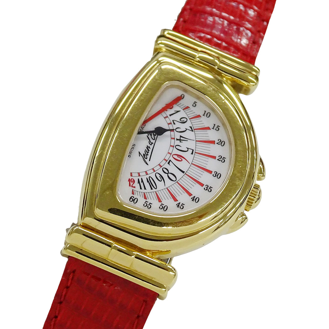 Jean d'Eve ジャンイヴ 032453 レディース 腕時計 レトログラード クオーツ GP レザー【中古】