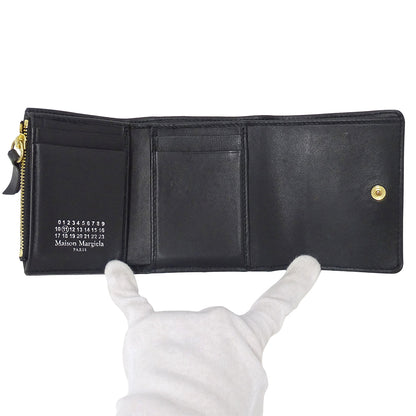 Maison Margiela メゾン マルジェラ 三つ折り財布 グラムスラム ブラック レザー レディース メンズ 【中古】