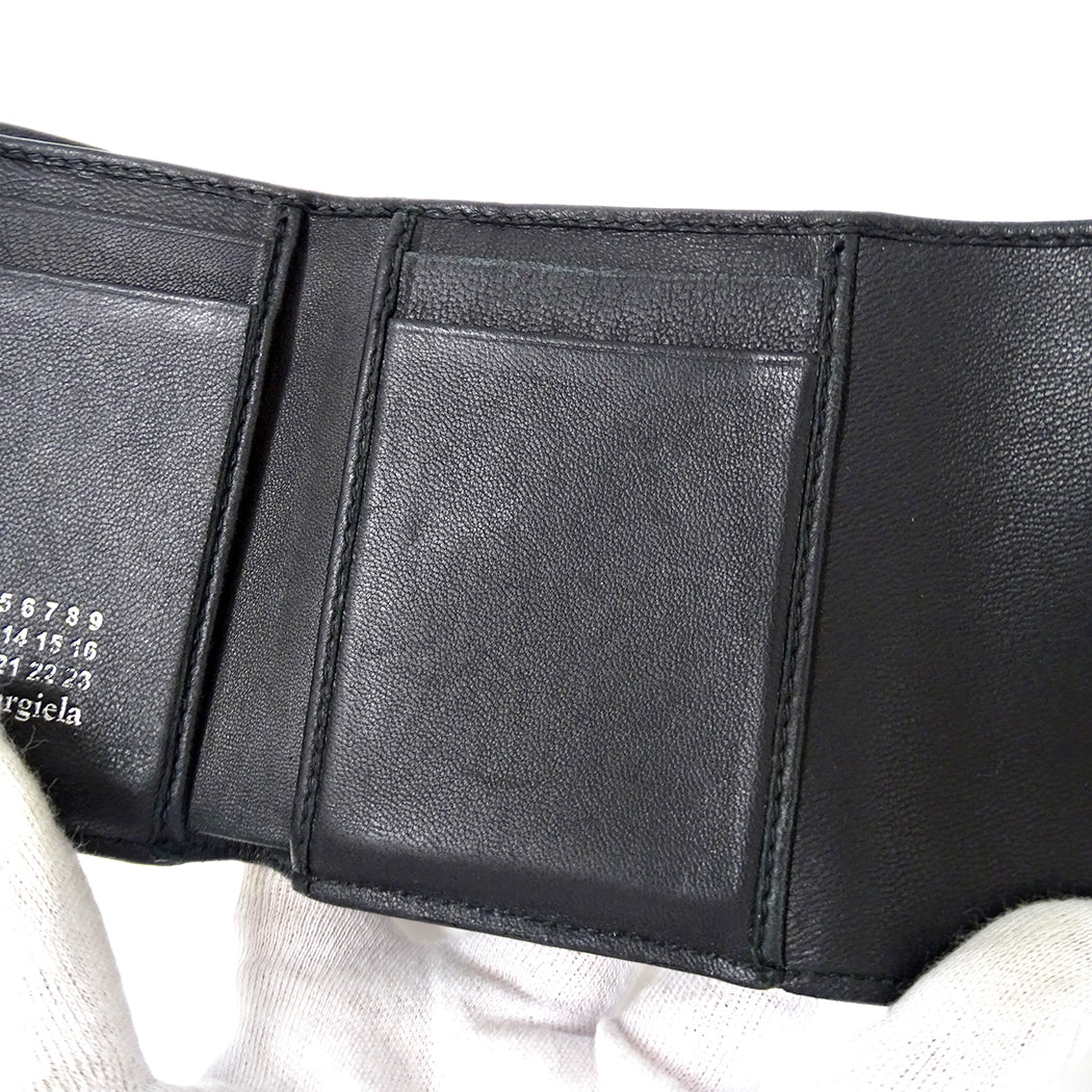 Maison Margiela メゾン マルジェラ 三つ折り財布 グラムスラム ブラック レザー レディース メンズ 【中古】