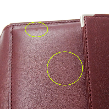 Cartier カルティエ カボション 三つ折り財布 ブラック レザー レディース メンズ 【中古】
