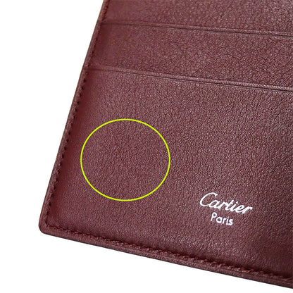 Cartier カルティエ カボション 三つ折り財布 ブラック レザー レディース メンズ 【中古】