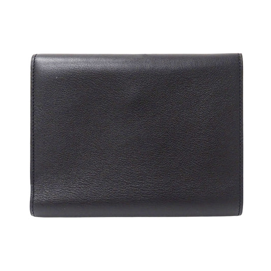 Cartier カルティエ カボション 三つ折り財布 ブラック レザー レディース メンズ 【中古】