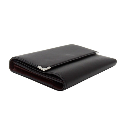 Cartier カルティエ カボション 三つ折り財布 ブラック レザー レディース メンズ 【中古】