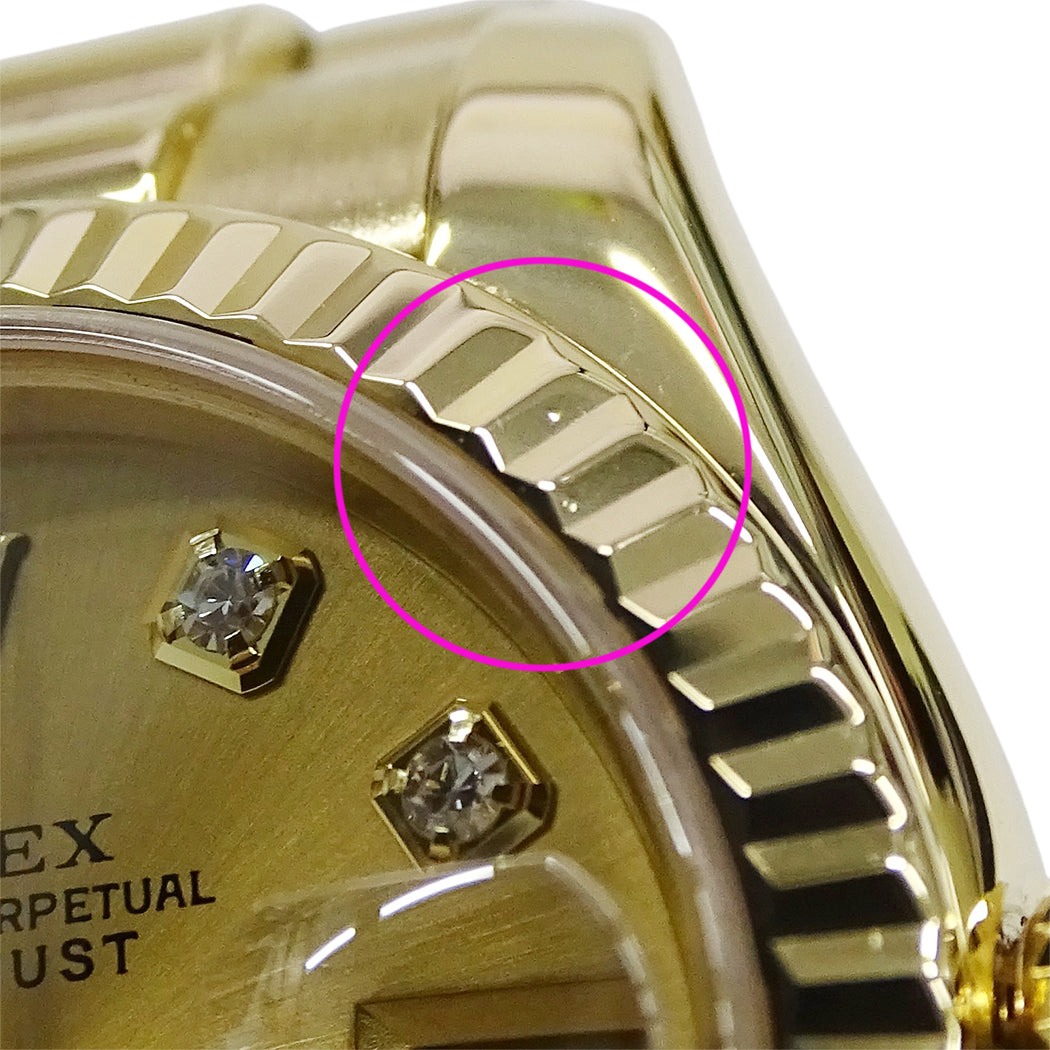ROLEX ロレックス デイトジャスト 179178G Y番 レディース 腕時計 自動巻き AT 750YG ダイヤモンド 磨き済み【中古】