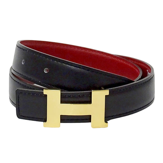 HERMES エルメス ミニコンスタンス ベルト ブラック レッド レザー レディース 【中古】