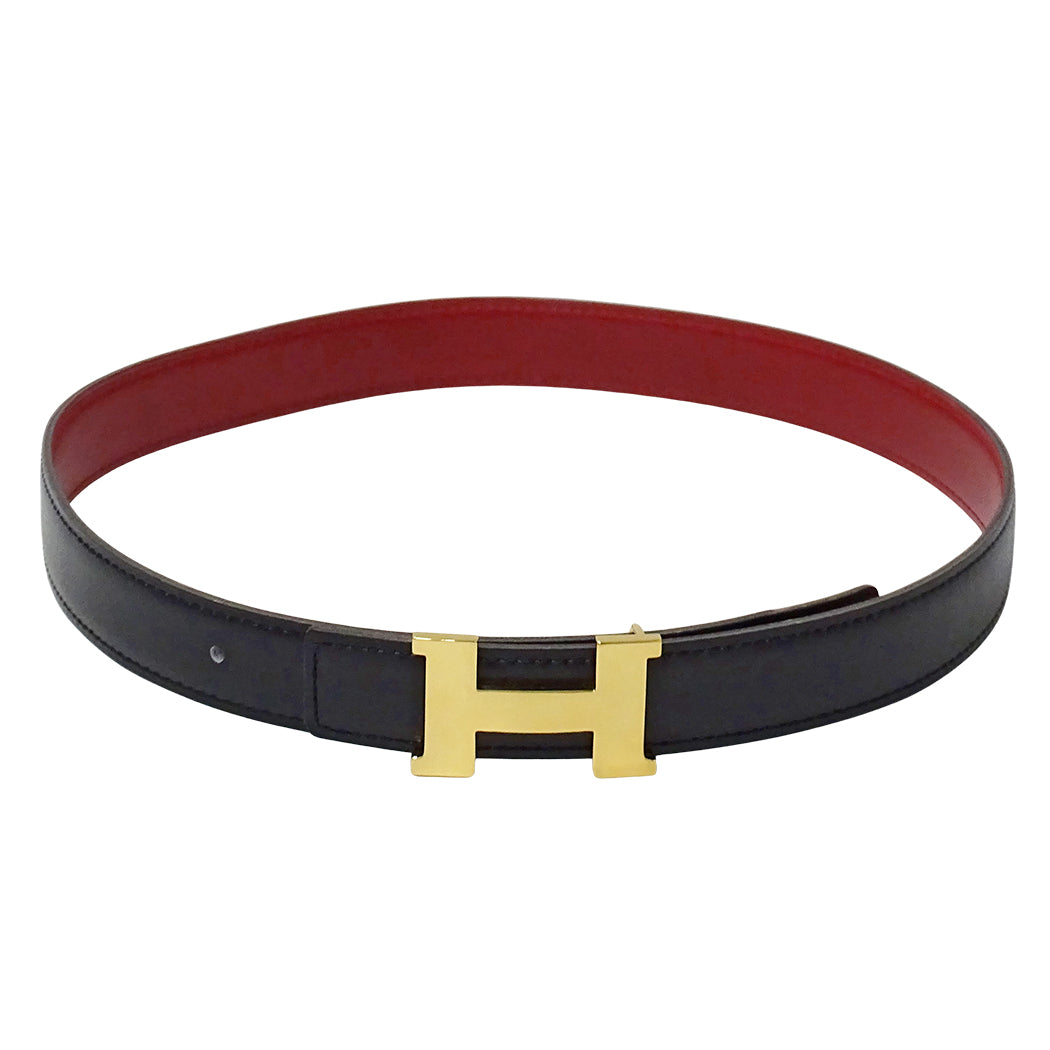 HERMES エルメス ミニコンスタンス ベルト ブラック レッド レザー レディース 【中古】