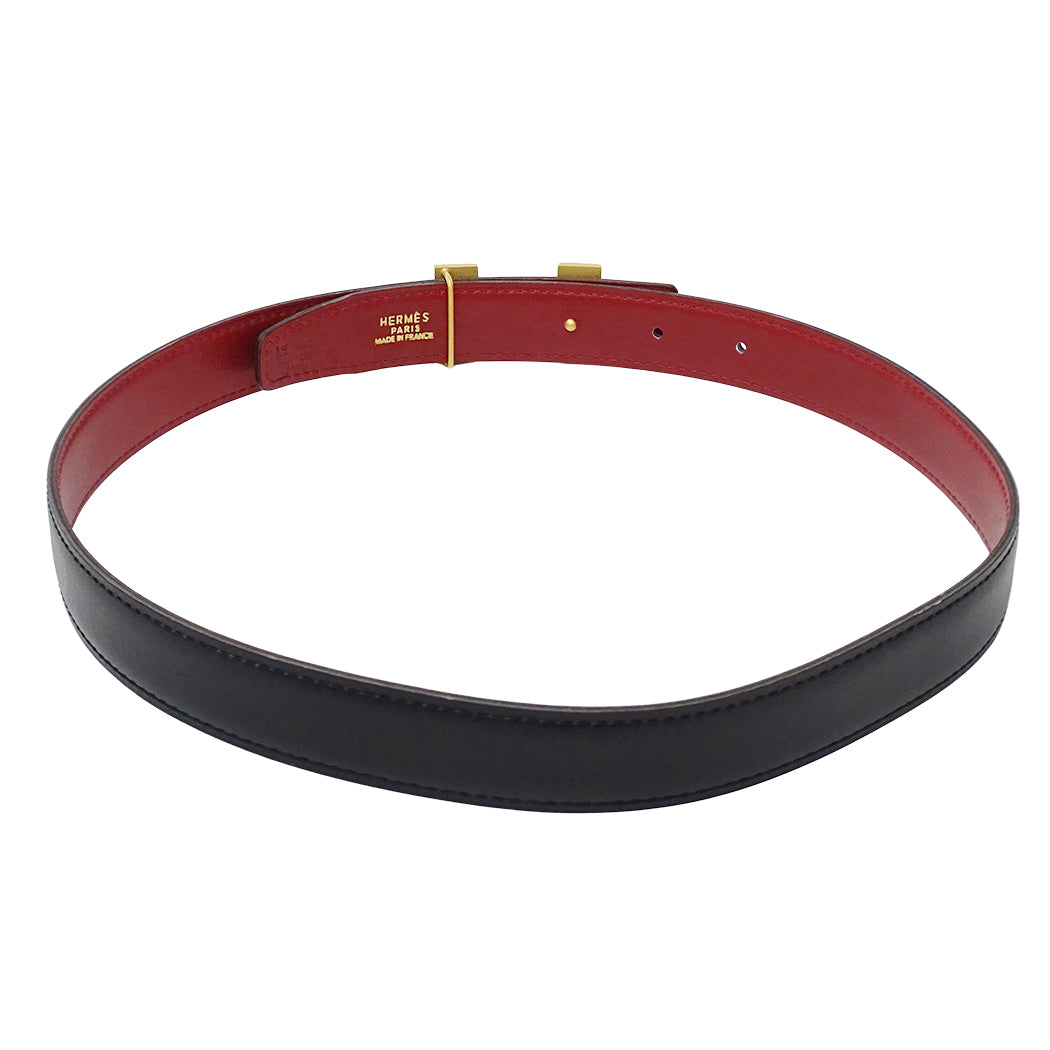 HERMES エルメス ミニコンスタンス ベルト ブラック レッド レザー レディース 【中古】