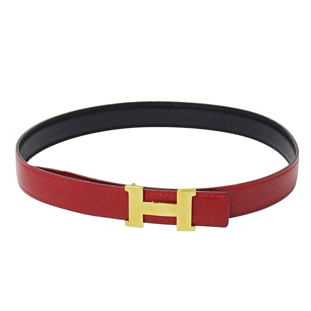 HERMES エルメス ミニコンスタンス ベルト ブラック レッド レザー レディース 【中古】