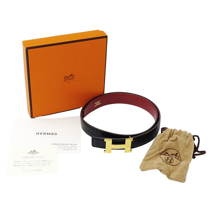 HERMES エルメス ミニコンスタンス ベルト ブラック レッド レザー レディース 【中古】