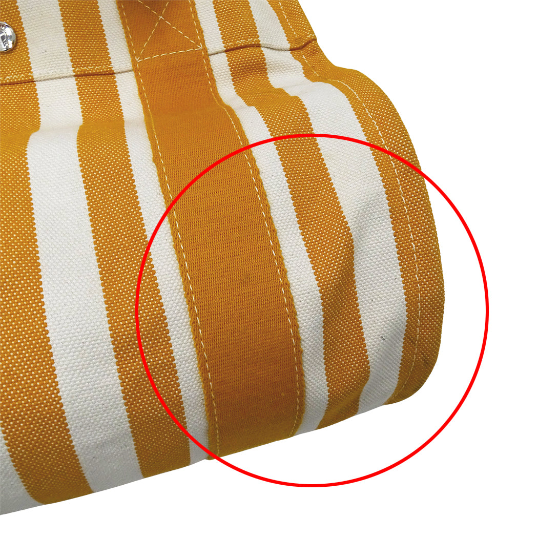 HERMES エルメス カンヌ PM トートバッグ オレンジ ホワイト キャンバス レディース 【中古】