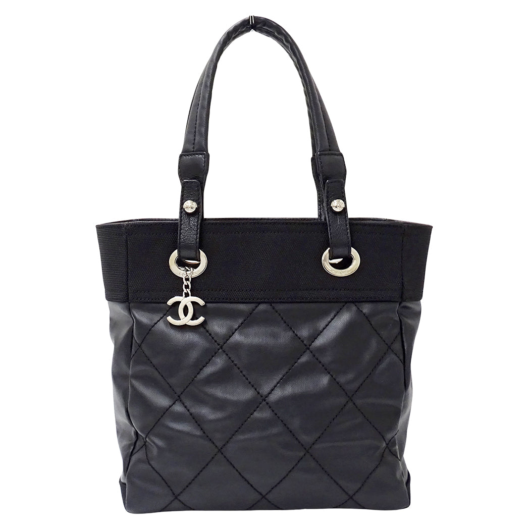 CHANEL シャネル トートバッグ パリビアリッツ PM ブラック シルバー金具 コーティングキャンバス レディース 【中古】