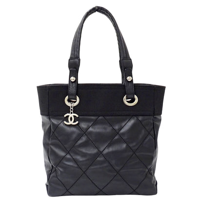 CHANEL シャネル トートバッグ パリビアリッツ PM ブラック シルバー金具 コーティングキャンバス レディース 【中古】