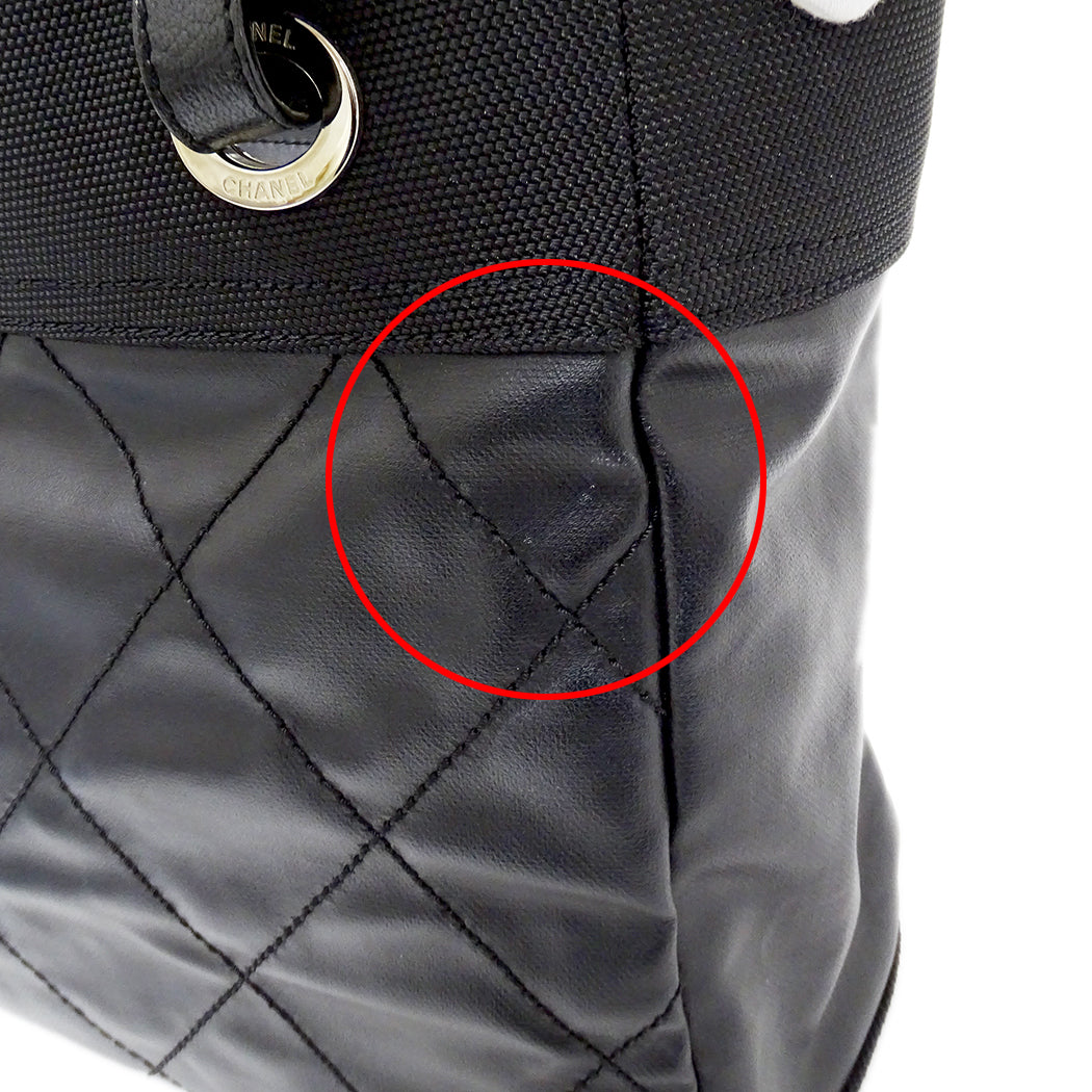 CHANEL シャネル トートバッグ パリビアリッツ PM ブラック シルバー金具 コーティングキャンバス レディース 【中古】
