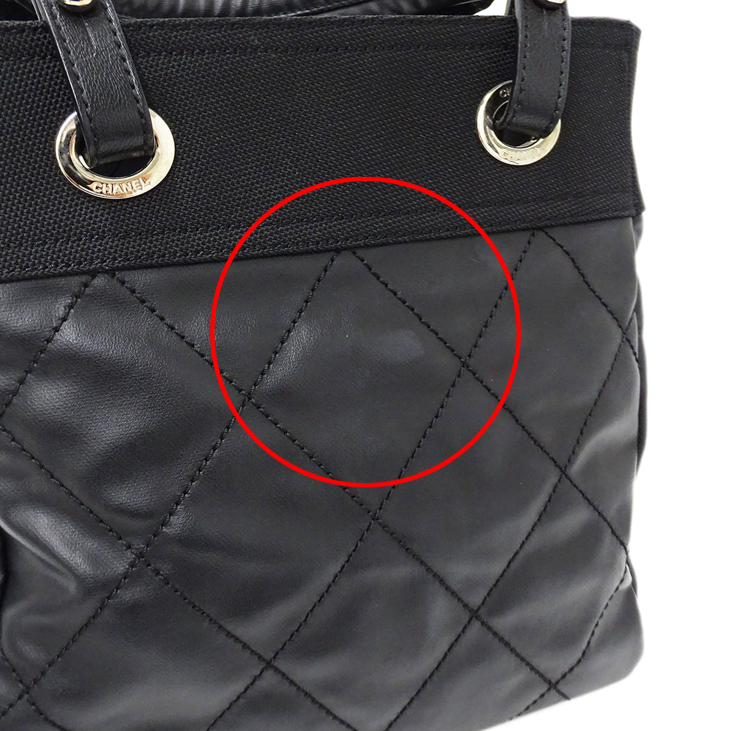 CHANEL シャネル トートバッグ パリビアリッツ PM ブラック シルバー金具 コーティングキャンバス レディース 【中古】