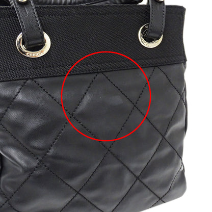 CHANEL シャネル トートバッグ パリビアリッツ PM ブラック シルバー金具 コーティングキャンバス レディース 【中古】