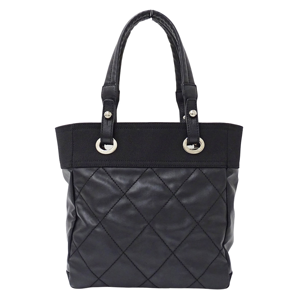 CHANEL シャネル トートバッグ パリビアリッツ PM ブラック シルバー金具 コーティングキャンバス レディース 【中古】