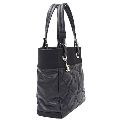 CHANEL シャネル トートバッグ パリビアリッツ PM ブラック シルバー金具 コーティングキャンバス レディース 【中古】