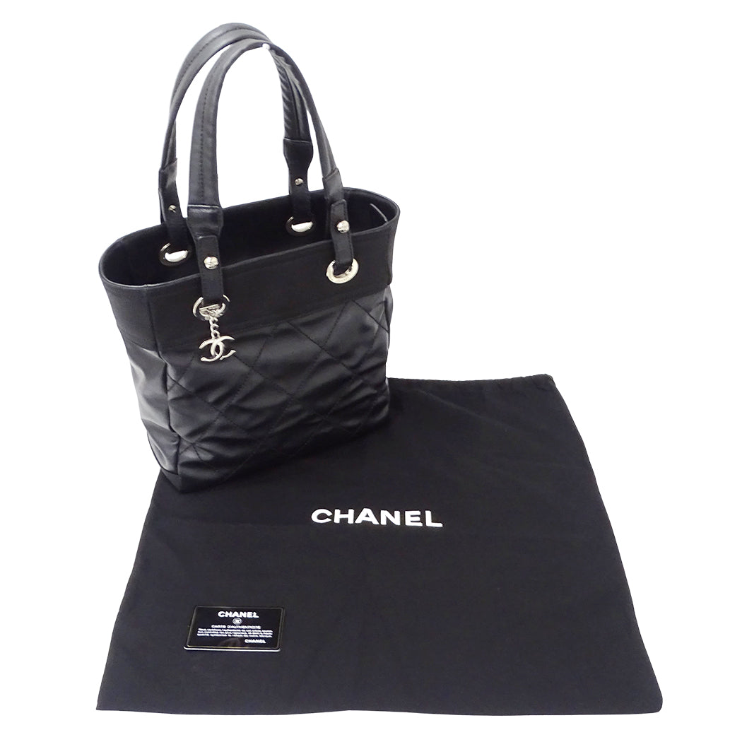 CHANEL シャネル トートバッグ パリビアリッツ PM ブラック シルバー金具 コーティングキャンバス レディース 【中古】