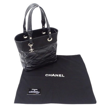 CHANEL シャネル トートバッグ パリビアリッツ PM ブラック シルバー金具 コーティングキャンバス レディース 【中古】