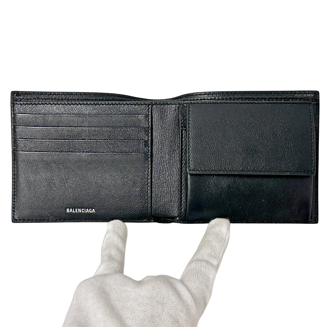 BALENCIAGA バレンシアガ 二つ折り財布 ブラック 811910 レザー レディース メンズ 【中古】