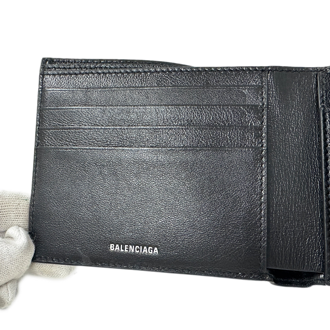 BALENCIAGA バレンシアガ 二つ折り財布 ブラック 811910 レザー レディース メンズ 【中古】