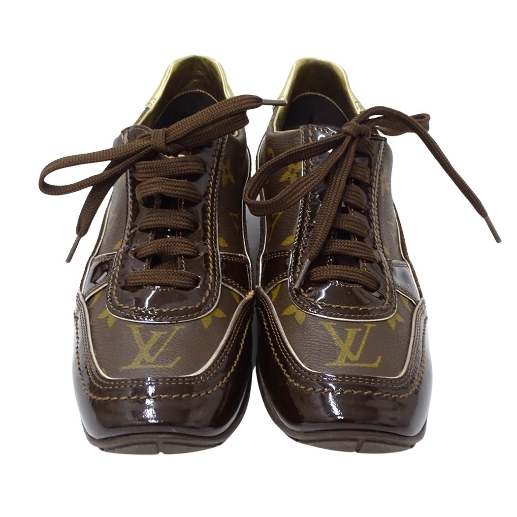 LOUIS VUITTON ルイ・ヴィトン スニーカー モノグラム ブラウン ゴールド GO0056 37 約24cm モノグラムキャンバス レディース【中古】