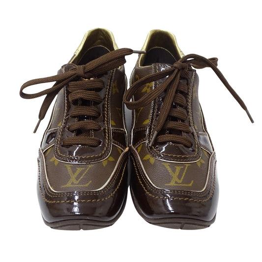 LOUIS VUITTON ルイ・ヴィトン スニーカー モノグラム ブラウン ゴールド GO0056 37 約24cm モノグラムキャンバス レディース【中古】