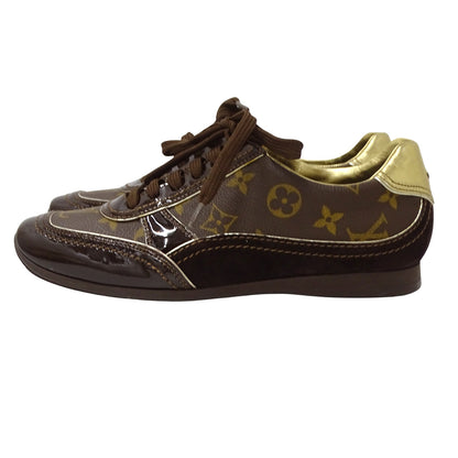 LOUIS VUITTON ルイ・ヴィトン スニーカー モノグラム ブラウン ゴールド GO0056 37 約24cm モノグラムキャンバス レディース【中古】