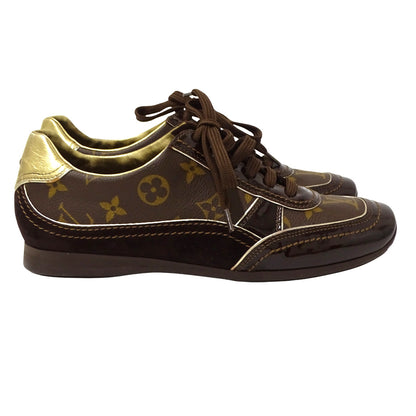 LOUIS VUITTON ルイ・ヴィトン スニーカー モノグラム ブラウン ゴールド GO0056 37 約24cm モノグラムキャンバス レディース【中古】