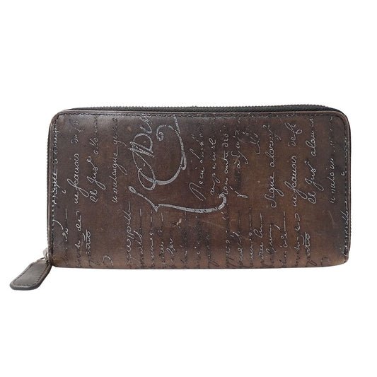 Berluti ベルルッティ 長財布 カリグラフィ ダークブラウン レザー メンズ 【中古】